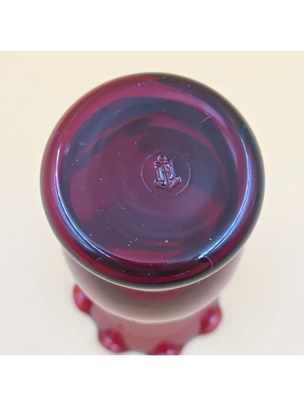 Anchor Hocking Royal Ruby Red Glass Bud Vase Ruffled Rim Original Label